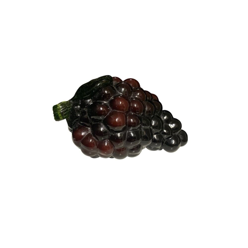 Vintage Murano Handblown Art Glass Decorative Fruit Cluster Purple Grape Bunch6"